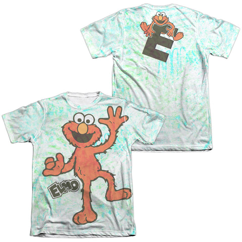 Sesame Street/elmo Scribble (front/back Print)-adult Poly/cotton S/s Tee-white