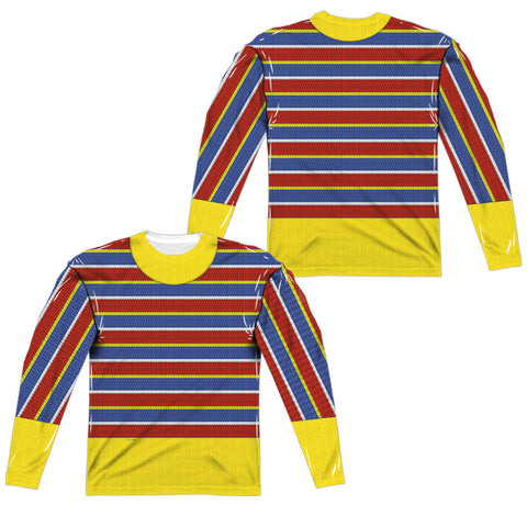 Sesame Street/ernie Costume (front/back Print)-l/s Adult Poly Crew -white