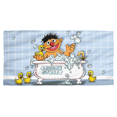 Sesame Street/rubber Ducky-cotton Front / Poly Back Beach Towel-white