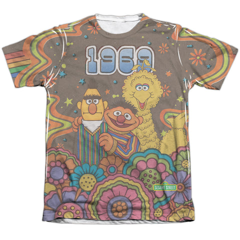 Sesame Street/psychedelic 69-adult Poly/cotton S/s Tee-white