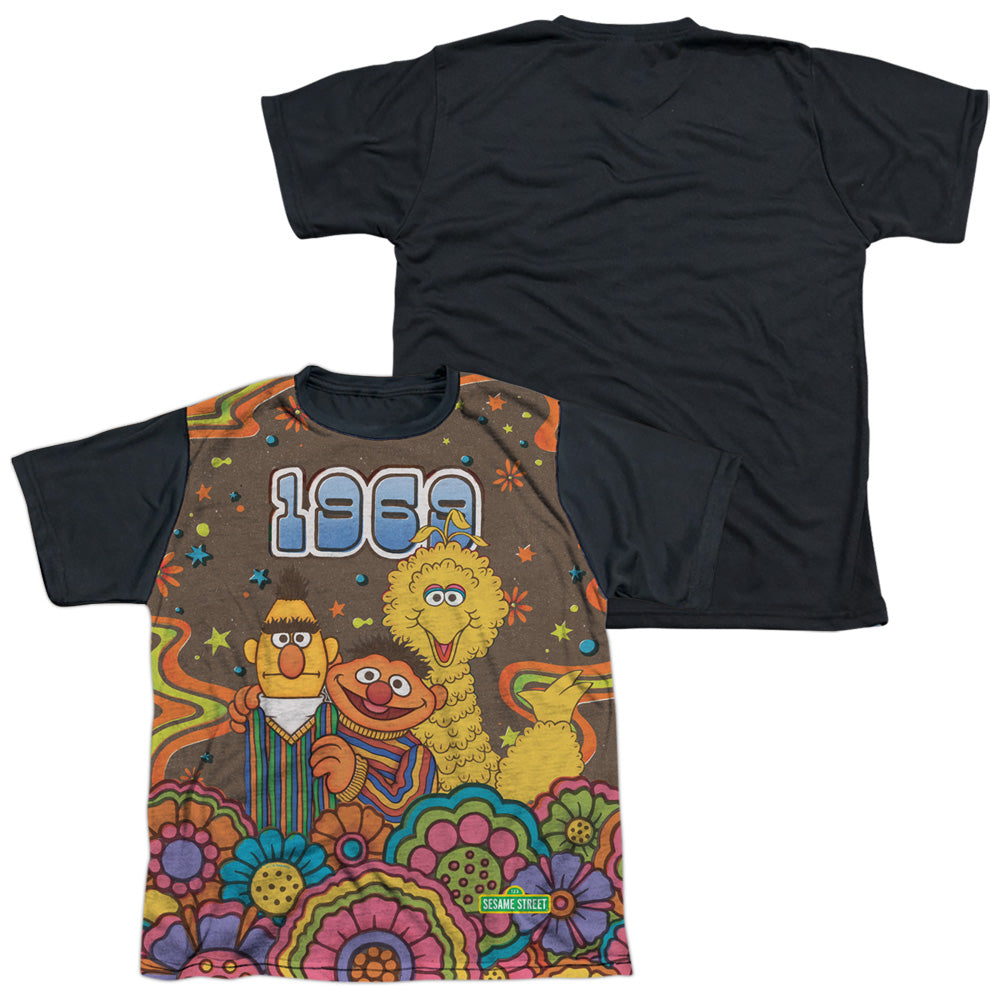 Sesame Street/psychedelic 69-s/s Youth White Front Black Back  -white
