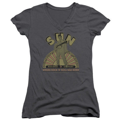 Juniors Sheer Cap Sleeve V-Neck