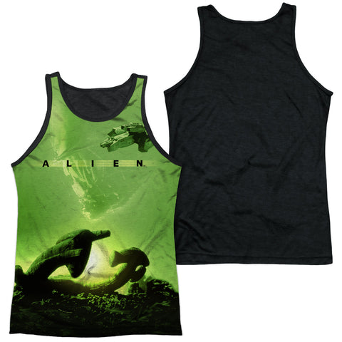 Alien/ship-adult Poly Tank Top Black Back-white