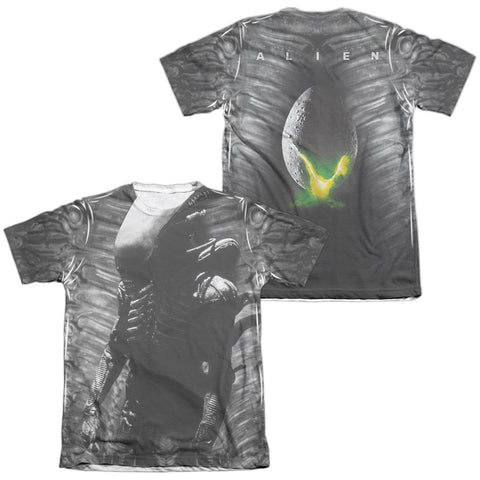 Alien/creature Feature (front/back Print)-adult Poly/cotton S/s Tee-white