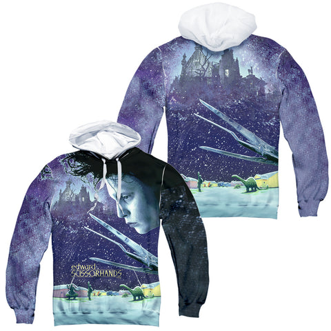 Edward Scissorhands/home Poster (front/back Print)-adult Poly Pullover Hoodie-white