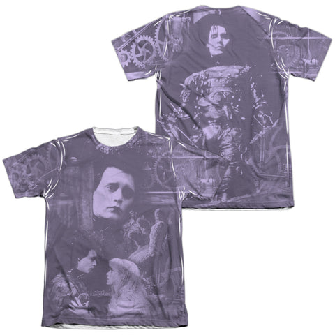 Edward Scissorhands/story (front/back Print)-adult Poly/cotton S/s Tee-white
