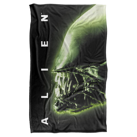 Alien/head-silky Touch Blanket-white