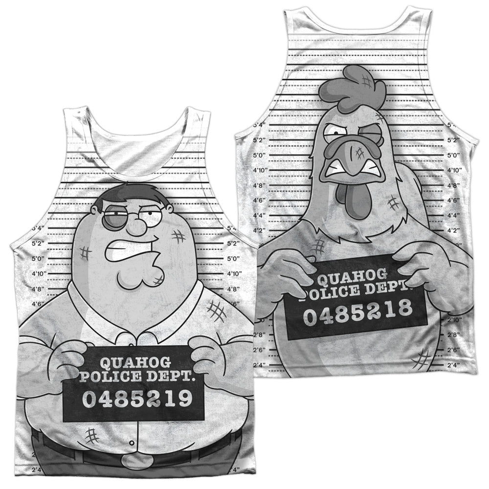 Family Guy/mug Shot (front/back Print)-adult 100% Poly Tank Top-white