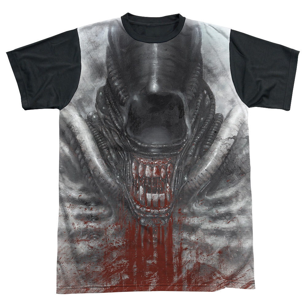 Alien/blood Drool-s/s Adult White Front Black Back  -white