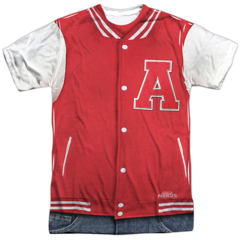 Revenge Of The Nerds/jock Costume-s/s Adult Poly Crew-white