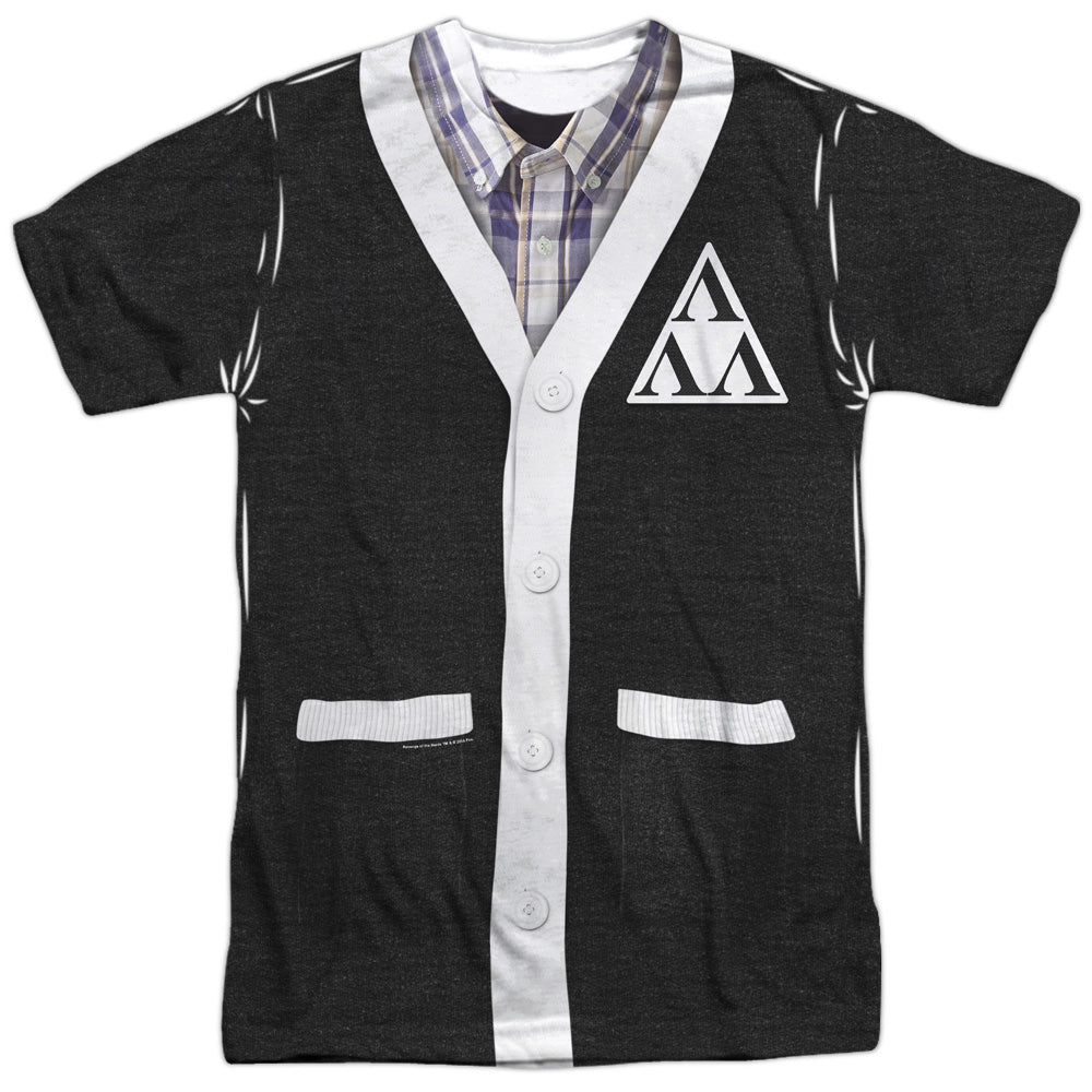 Revenge Of The Ners/nerd Cardigan-s/s Adult Poly Crew-white