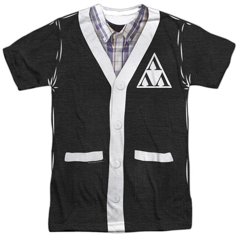 Revenge Of The Ners/nerd Cardigan-s/s Adult Poly Crew-white