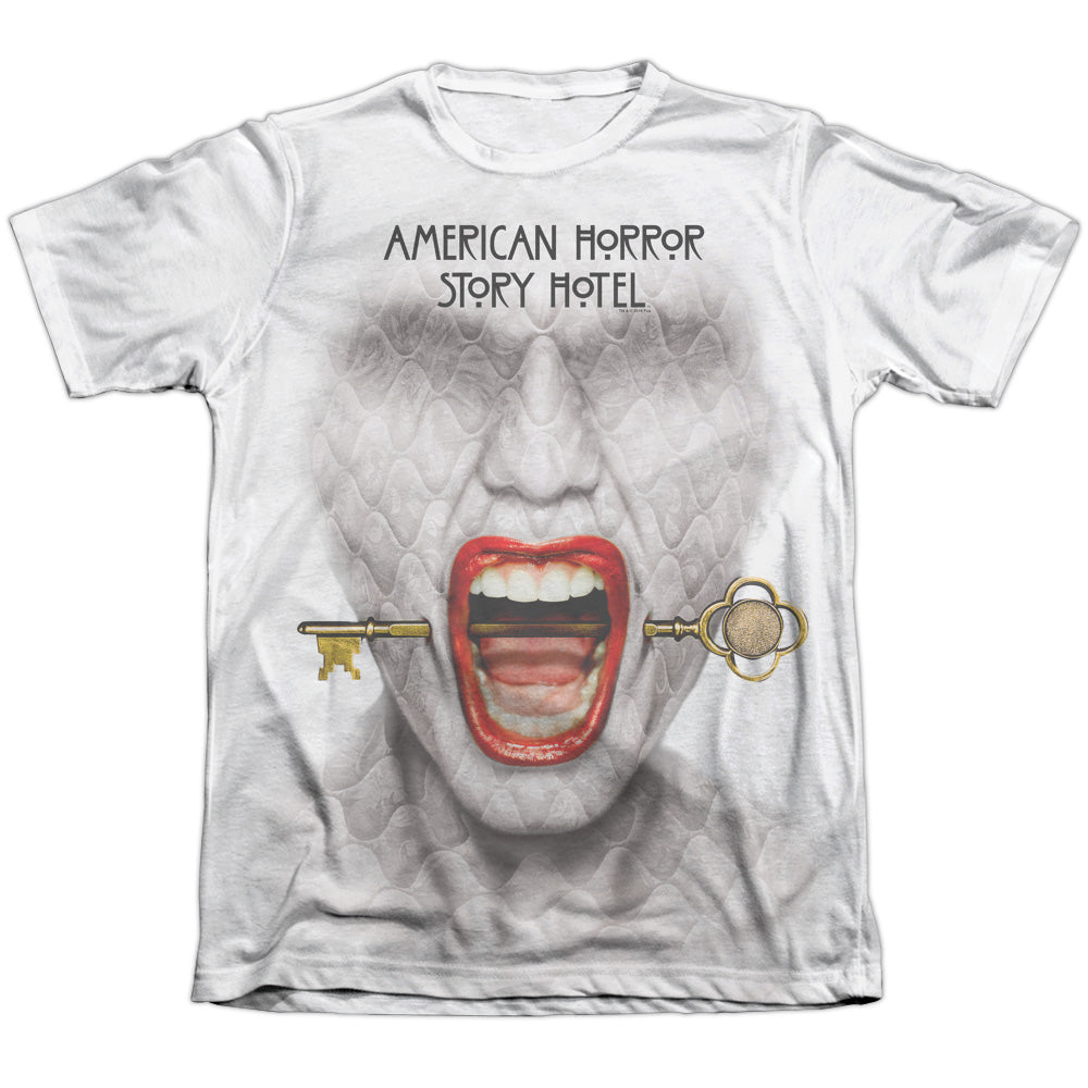 American Horror Story/fear Face-adult Poly/cotton S/s Tee-white