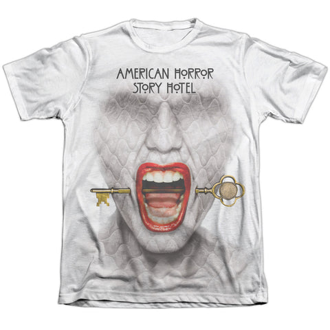 American Horror Story/fear Face-adult Poly/cotton S/s Tee-white