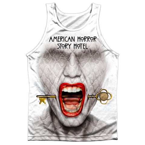 American Horror Story/fear Face-adult Poly Tank Top-white