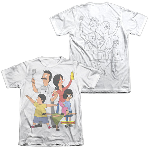 Bobs Burgers/hero Pose (front/back Print)-adult Poly/cotton S/s Tee-white