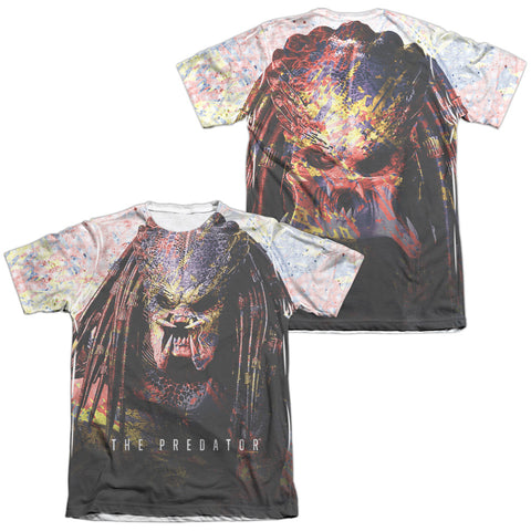 Predator 2018/splatter (front/back Print)-adult Poly/cotton S/s Tee-white