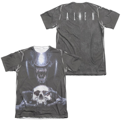 Aliens/trophy Sub (front/back Print)-adult Poly/cotton S/s Tee-white