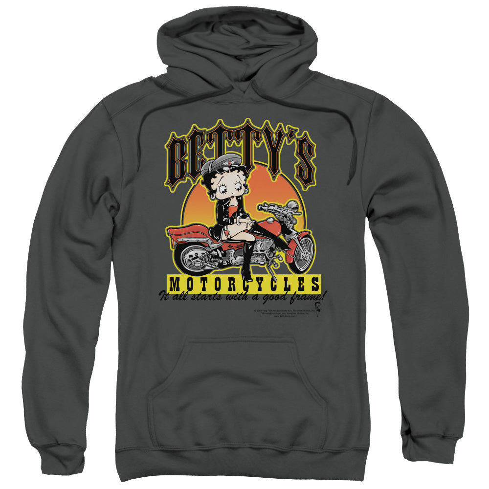 Betty Boop/betty's Motorcycles-adult Pull-over Hoodie-charcoal
