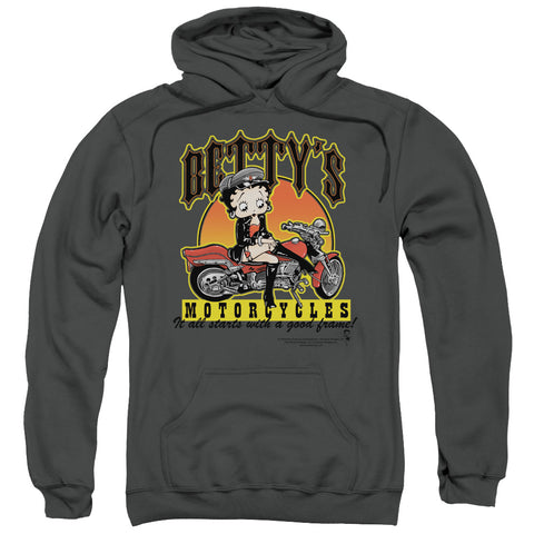 Betty Boop/betty's Motorcycles-adult Pull-over Hoodie-charcoal