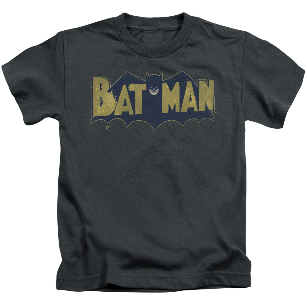 Batman/vintage Logo Splatter - S/s Juvenile 18/1 - Charcoal