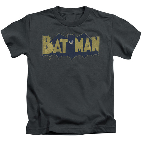 Batman/vintage Logo Splatter - S/s Juvenile 18/1 - Charcoal