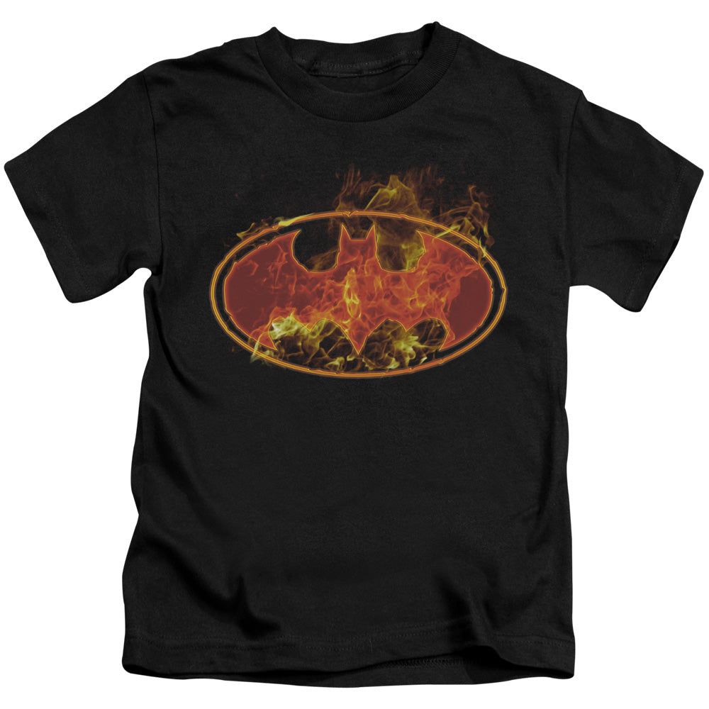 Batman/flames Logo - S/s Juvenile 18/1 - Black