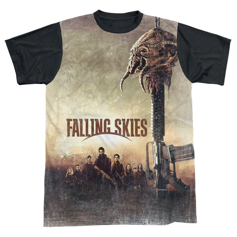 Falling Skies/skitter Head-s/s Adult White Front Black Back  -white