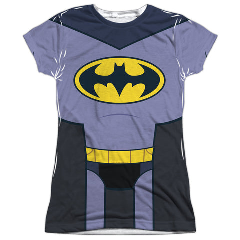 Teen Titans Go To The Movies/batman Uniform-s/s Junior Poly Crew-white