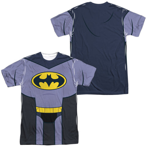 Teen Titans Go To The Movies/batman Uniform (front/back Print)-s/s Adult Poly Crew-white
