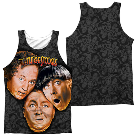 Three Stooges/stooges All Over-adult 100% Poly Tank Top-white