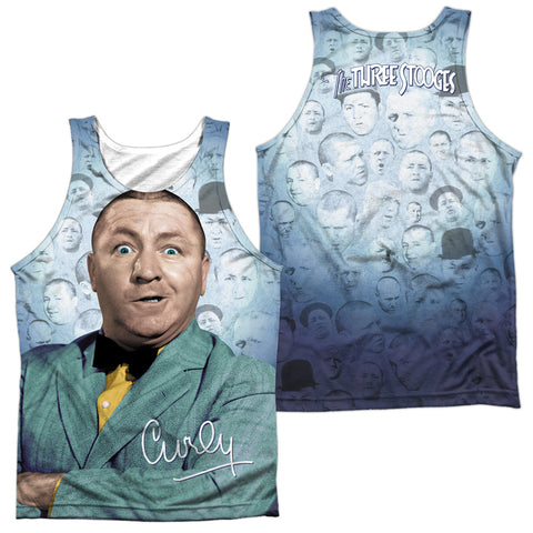 Three Stooges/curly Heads-adult 100% Poly Tank Top-white