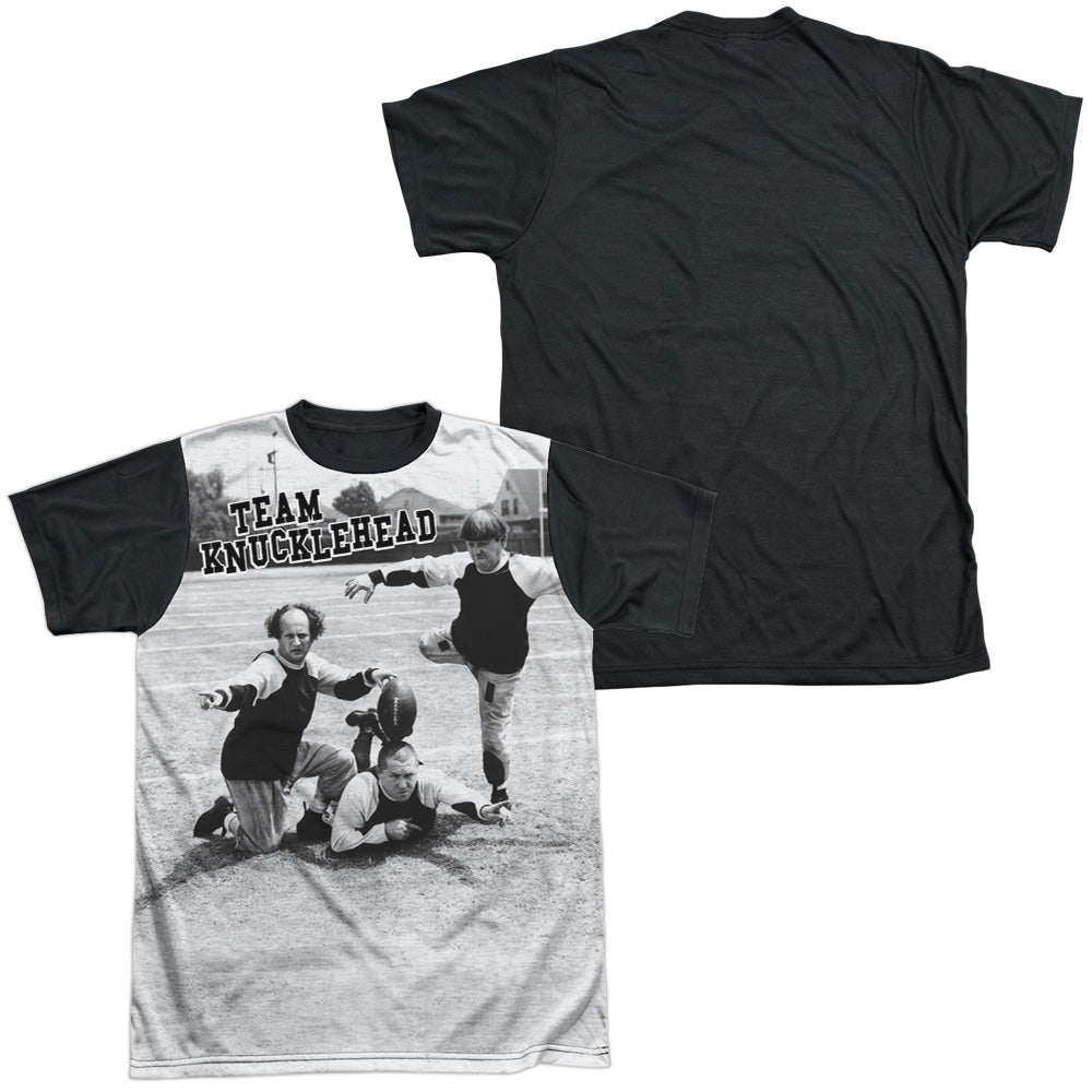 Three Stooges/team Knucklehead-s/s Adult White Front Black Back  -white