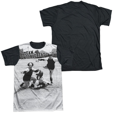 Three Stooges/team Knucklehead-s/s Adult White Front Black Back  -white