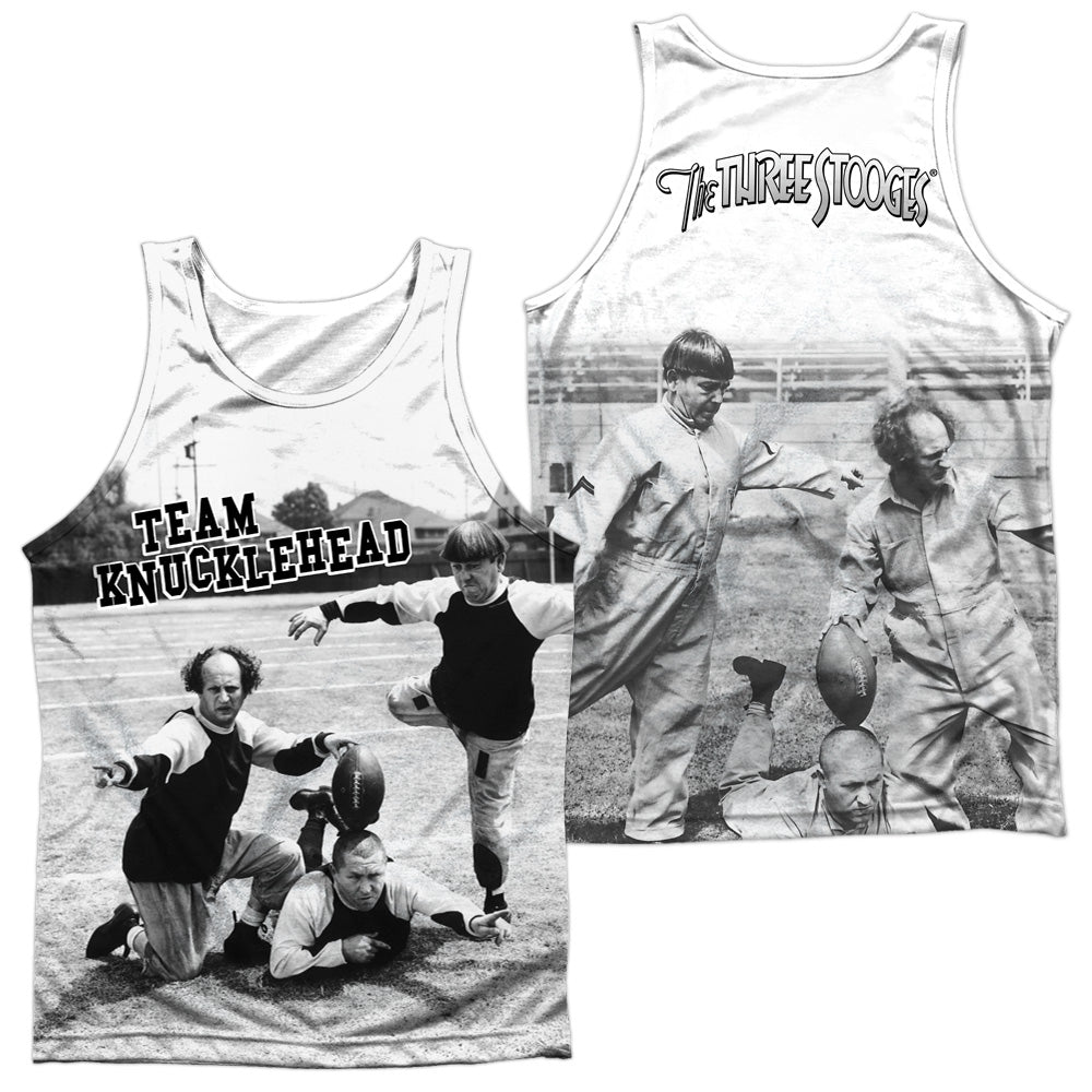 Three Stooges/team Knucklehead (front/back Print)-adult 100% Poly Tank Top-white