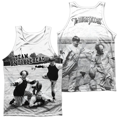 Three Stooges/team Knucklehead (front/back Print)-adult 100% Poly Tank Top-white