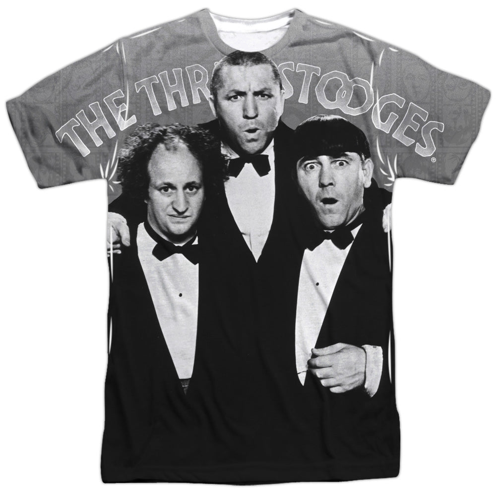 Three Stooges/classy Fellas-s/s Adult Poly Crew-white