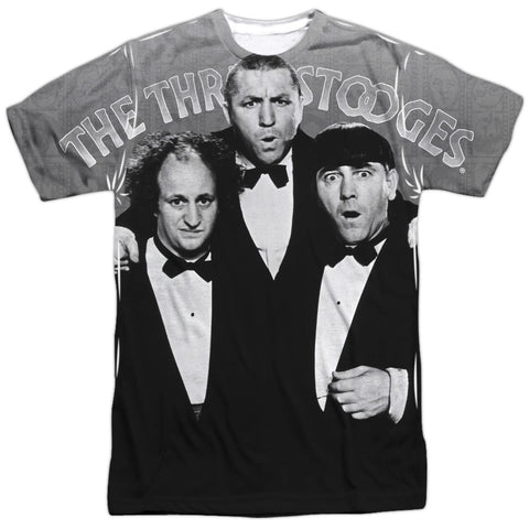 Three Stooges/classy Fellas-s/s Adult Poly Crew-white