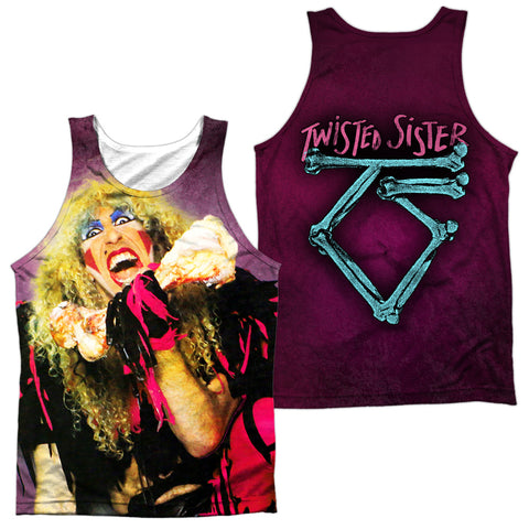 Twisted Sister/dee (front/back Print)-adult Poly Tank Top-white