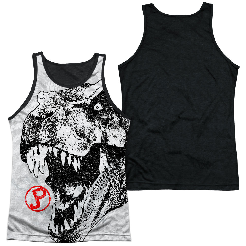 Jurassic Park/t Rex Head-adult Poly Tank Top Black Back-white