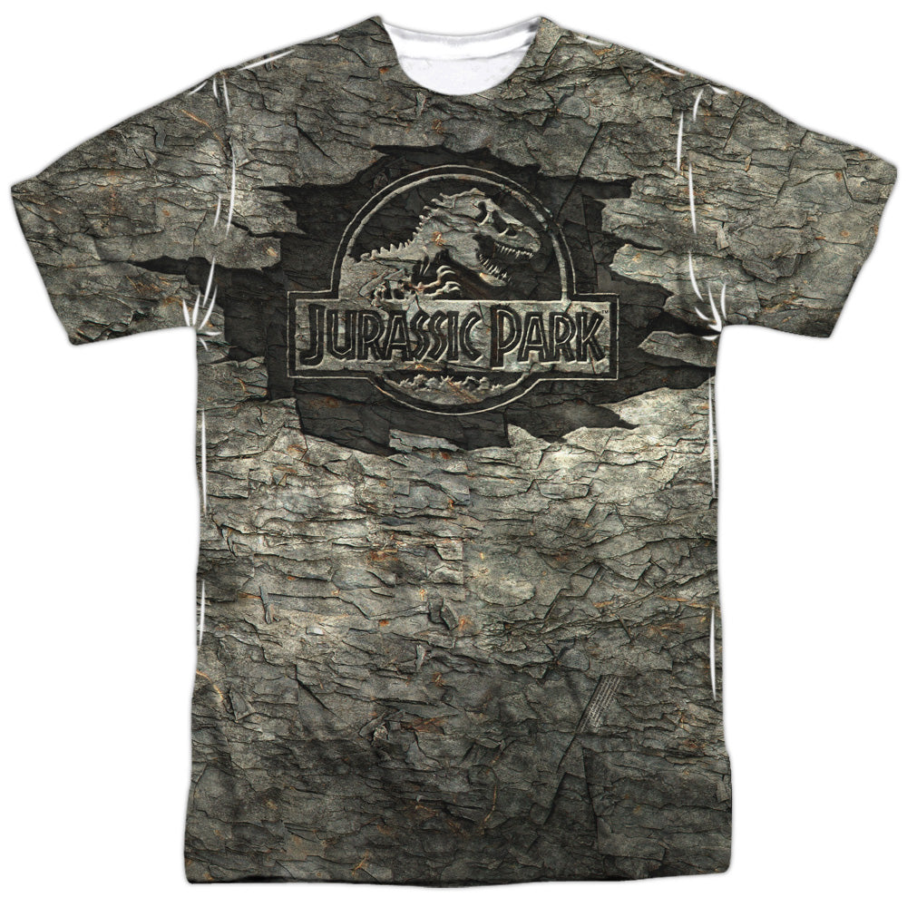 Jurassic Park/jurassic Stone-s/s Adult Poly Crew-white