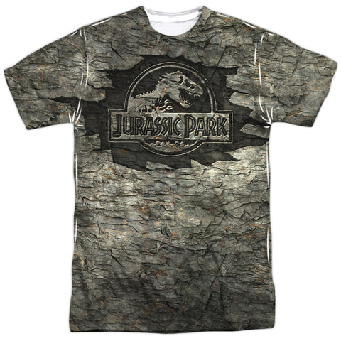 Jurassic Park/jurassic Stone-s/s Adult Poly Crew-white