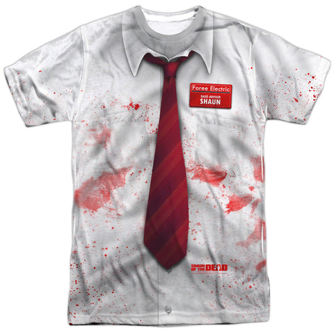 Shaun Of The Dead/bloody Shirt -  S/s Adult 100% Poly Crew - White