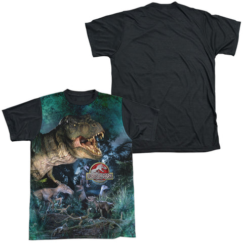 Jurassic Park/dinos Gather-s/s Adult White Front Black Back  -white