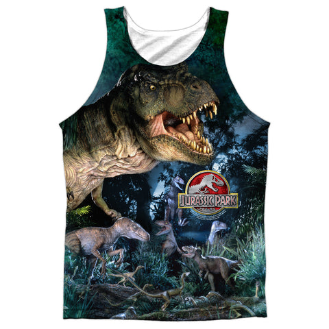 Jurassic Park/dinos Gather-adult 100% Poly Tank Top-white