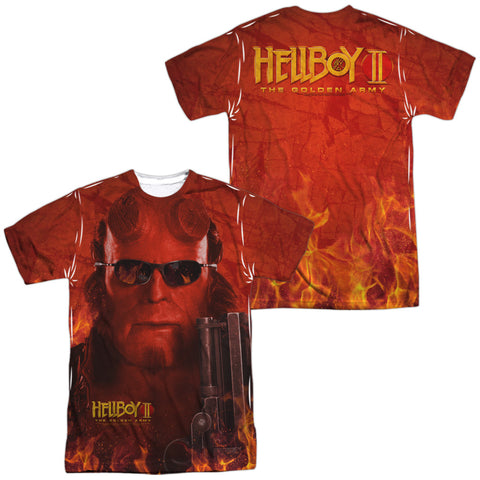 Hellboy Ii/big Red-s/s Adult Poly Crew-white