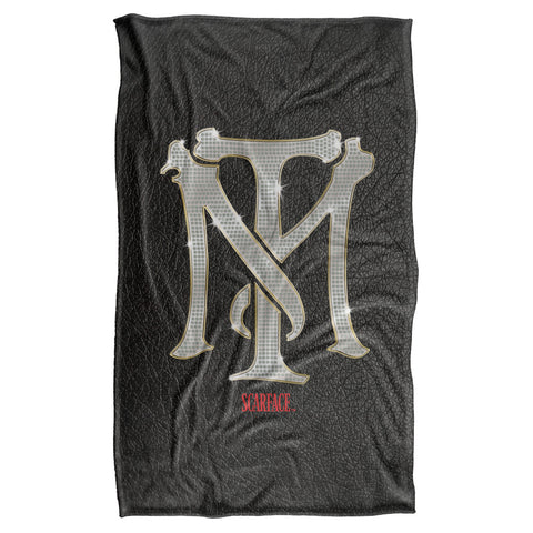 Scarface/monogram-silky Touch Blanket-white
