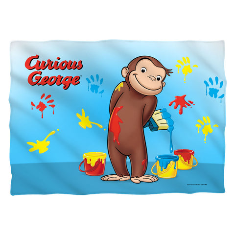 Curious George/paint-pillow Case-white
