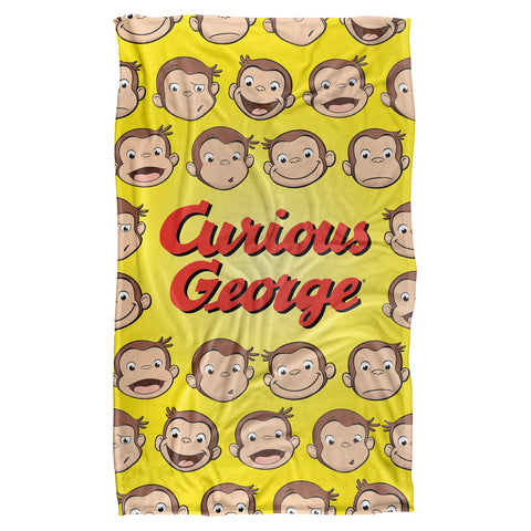 Curious George/heads-silky Touch Blanket-white