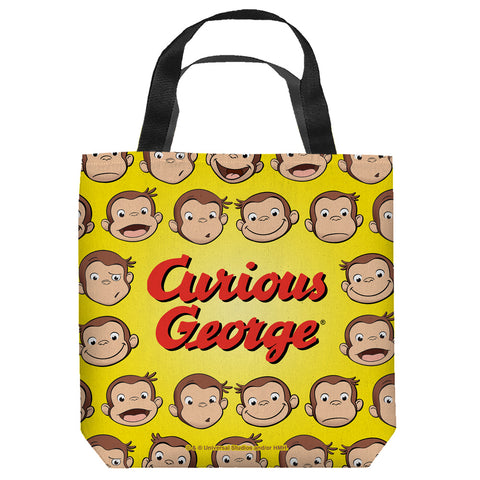 CURIOUS GEORGE-HEADS - TOTE BAG - 13x13